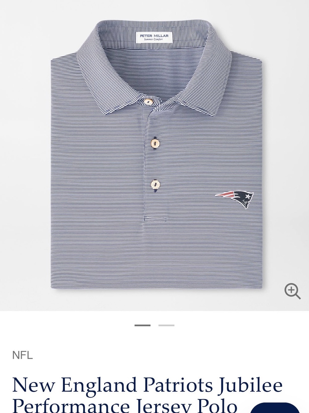 Peter Millar Navy and White Striped New England Patriots Polo